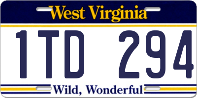 WV license plate 1TD294