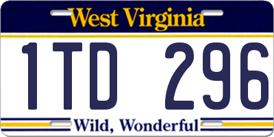 WV license plate 1TD296