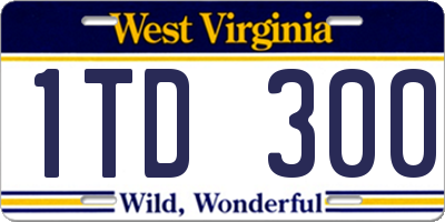 WV license plate 1TD300