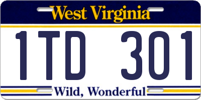 WV license plate 1TD301