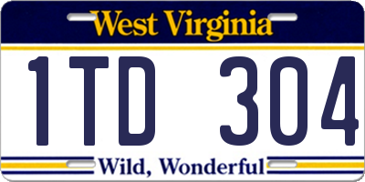 WV license plate 1TD304