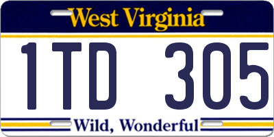 WV license plate 1TD305