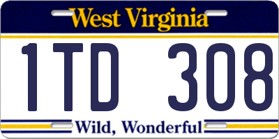 WV license plate 1TD308