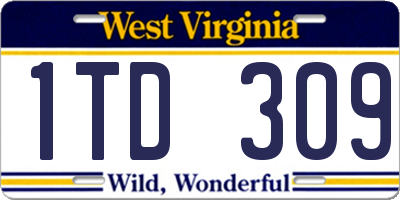 WV license plate 1TD309