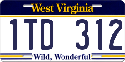 WV license plate 1TD312