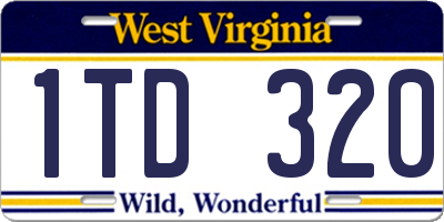 WV license plate 1TD320