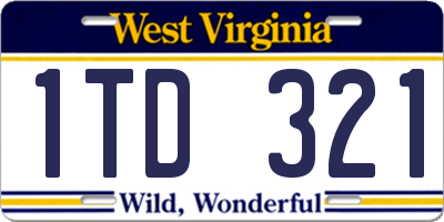 WV license plate 1TD321