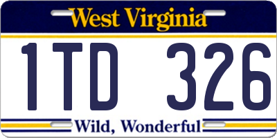 WV license plate 1TD326