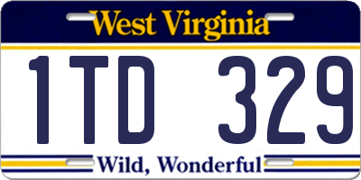 WV license plate 1TD329