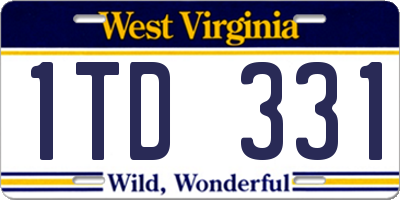 WV license plate 1TD331