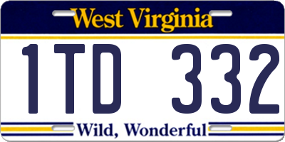 WV license plate 1TD332
