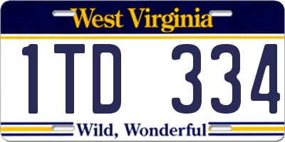 WV license plate 1TD334