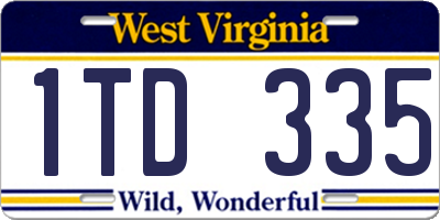 WV license plate 1TD335