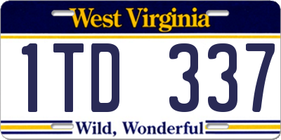 WV license plate 1TD337