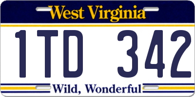 WV license plate 1TD342