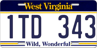 WV license plate 1TD343