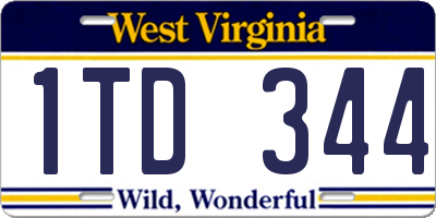WV license plate 1TD344