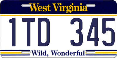WV license plate 1TD345