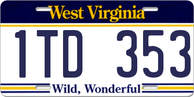 WV license plate 1TD353