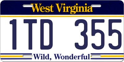 WV license plate 1TD355
