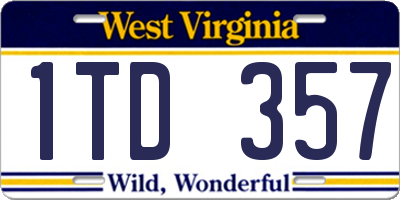 WV license plate 1TD357