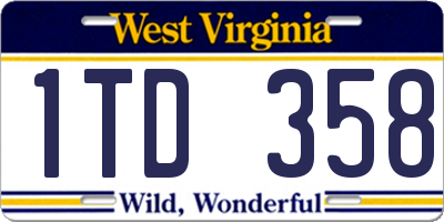 WV license plate 1TD358