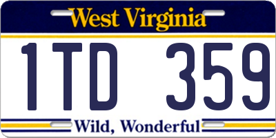 WV license plate 1TD359