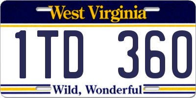WV license plate 1TD360