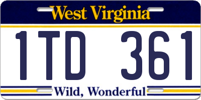 WV license plate 1TD361