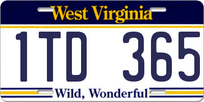 WV license plate 1TD365