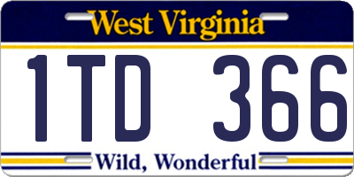 WV license plate 1TD366