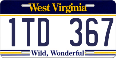 WV license plate 1TD367