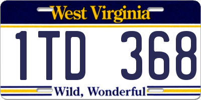 WV license plate 1TD368