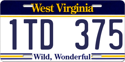 WV license plate 1TD375