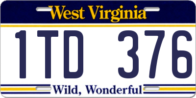 WV license plate 1TD376