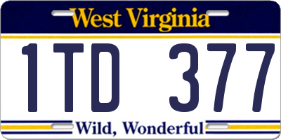 WV license plate 1TD377