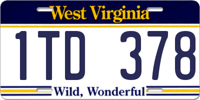 WV license plate 1TD378