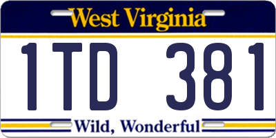 WV license plate 1TD381