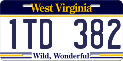 WV license plate 1TD382