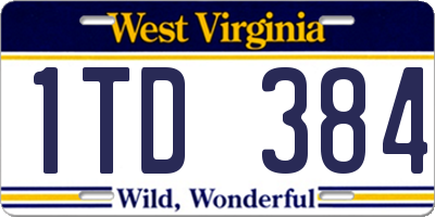 WV license plate 1TD384