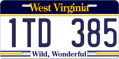 WV license plate 1TD385