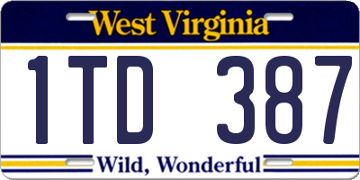 WV license plate 1TD387