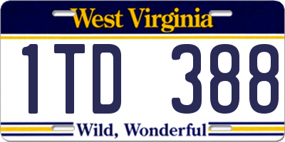 WV license plate 1TD388