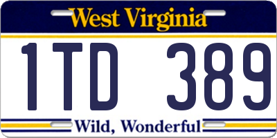 WV license plate 1TD389