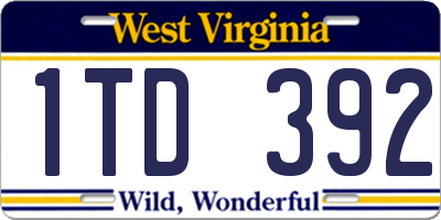 WV license plate 1TD392