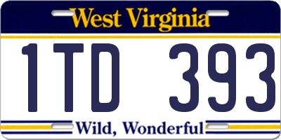 WV license plate 1TD393