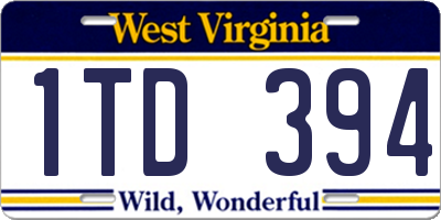 WV license plate 1TD394