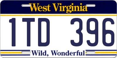 WV license plate 1TD396