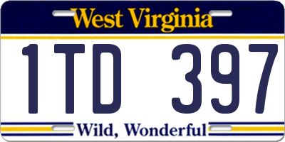 WV license plate 1TD397
