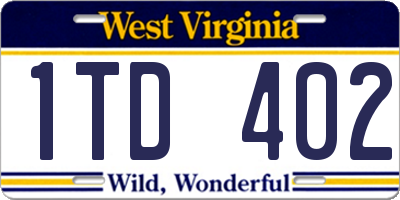 WV license plate 1TD402